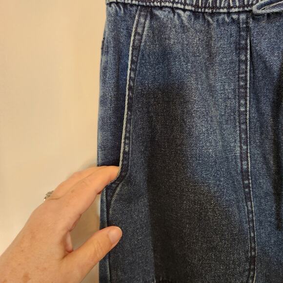 TINSELTOWN Blue Dark Wash Hi-Rise Drawstring Denim Pull On Pant Junior L NEW - Picture 10 of 12